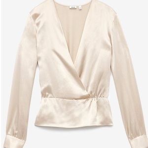 Aritzia Talula Gold Plunge 100% Silk Blouse